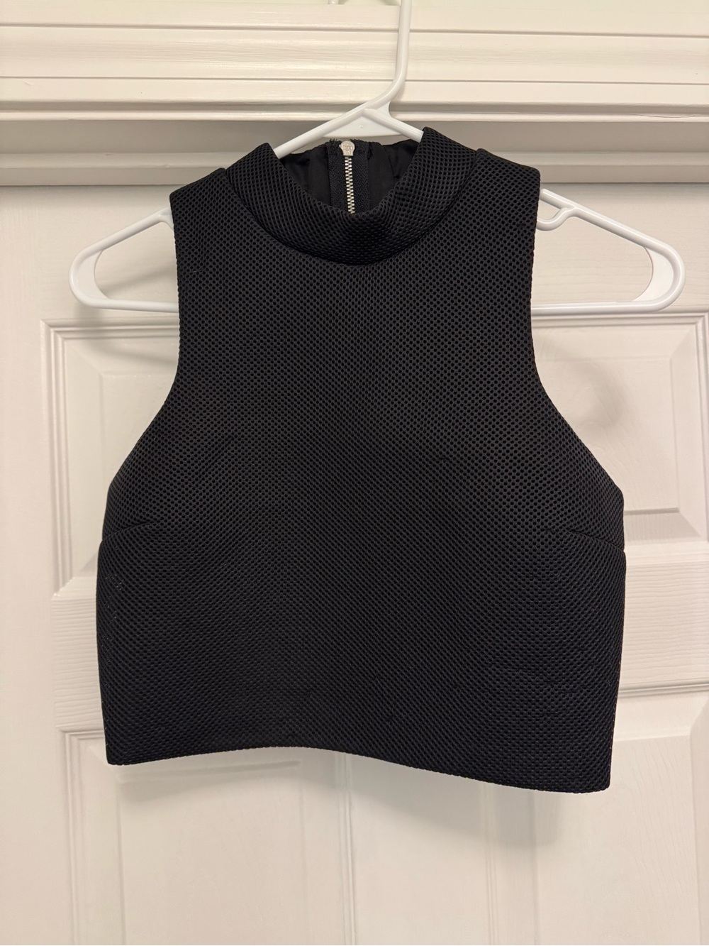 Express Black Textured Mock Neck Crop Top